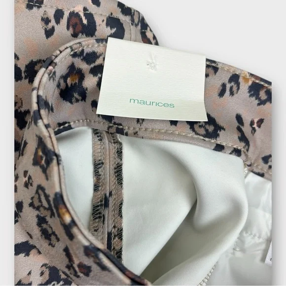 Maurices Leopard Print Button Front Mini Skirt Tan Brown Black Size 2 NWT - Picture 6 of 8